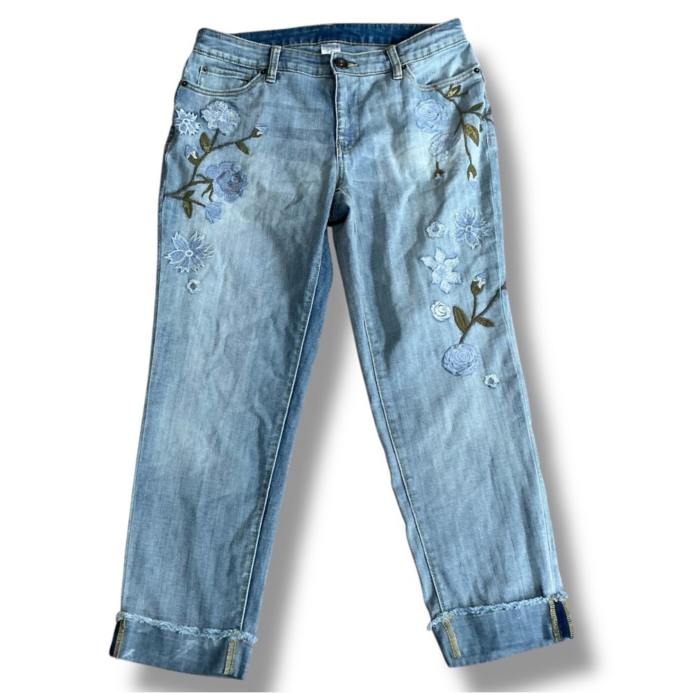Time and Tru Light Blue Embroidered Boyfriend Jeans - Picture 7 of 8